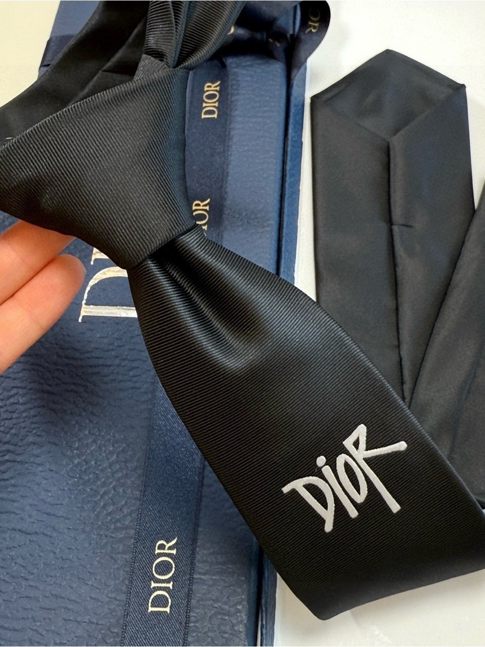 Dior Black Silk Signature Tie - Picture 9 of 9